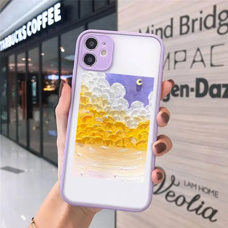 

Creative sun flower color oil painting Phone Case Matte Transparent for iPhone 7 8 11 12 s mini pro X XS XR MAX Plus cover funda