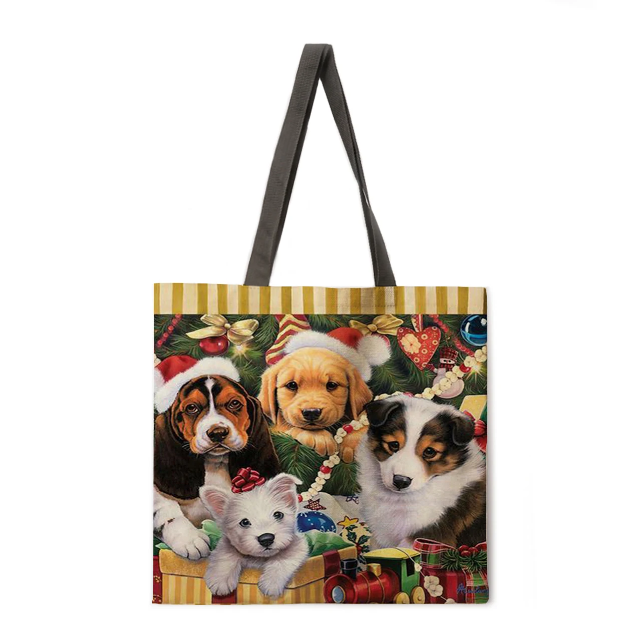 

Cute Dog Combination Printed Tote Bag Ladies Casual Tote Bag Shoulder Bag Outdoor Beach Bag Foldable Shopping Bag