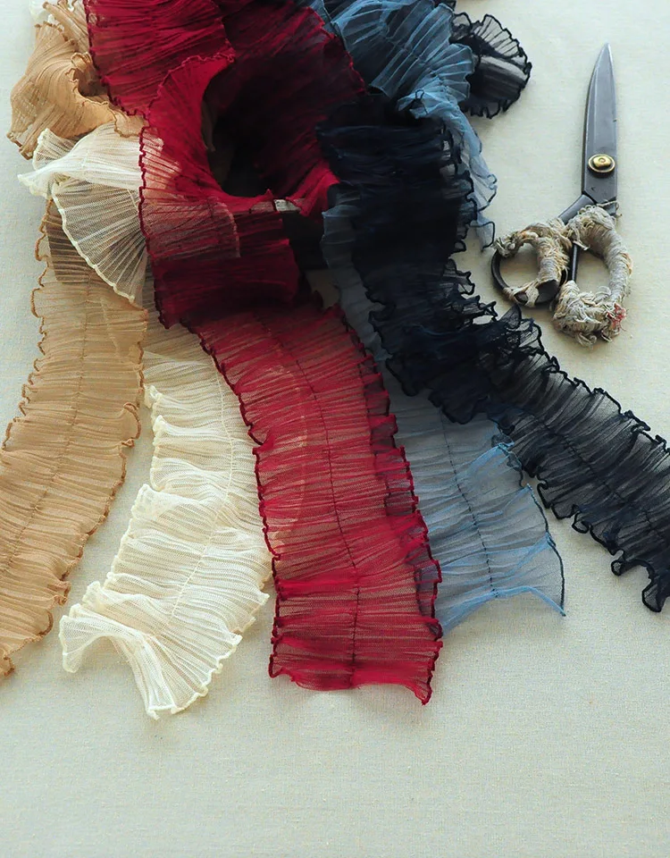 

4Meters Ruffle Lace Pleated Chiffon Lace Soft Fabric Trim 10cm width Sawing Materials Clothing Accessory