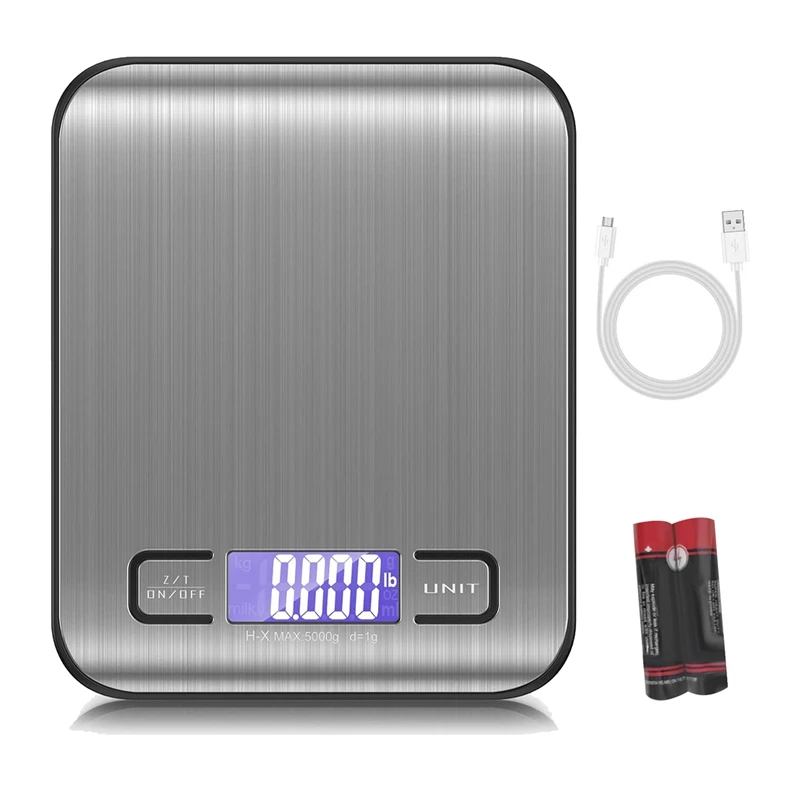 Цифровые кухонные весы 11 фунтов/5 кг пищевые из нержавеющей стали с Usb