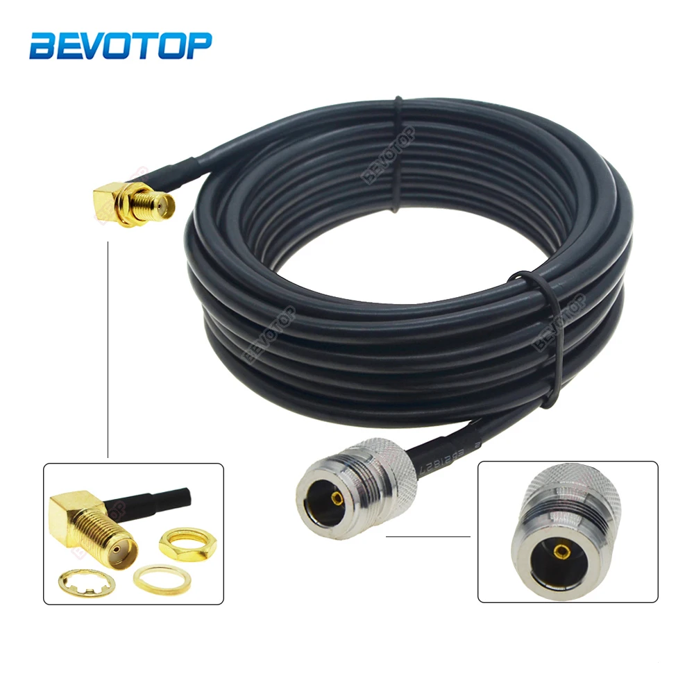 

RG58 Extension Cable SMA Female 90 Degree Jack to N Female Jack Connector WiFi Antenna Jumper Crimp Jumper Pigtail