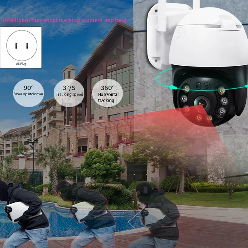 

QX36 Outdoor Camera 360 Degrees Rotating Camera IP65 Waterproof Night Detection SDcard for Home Company Outdoor