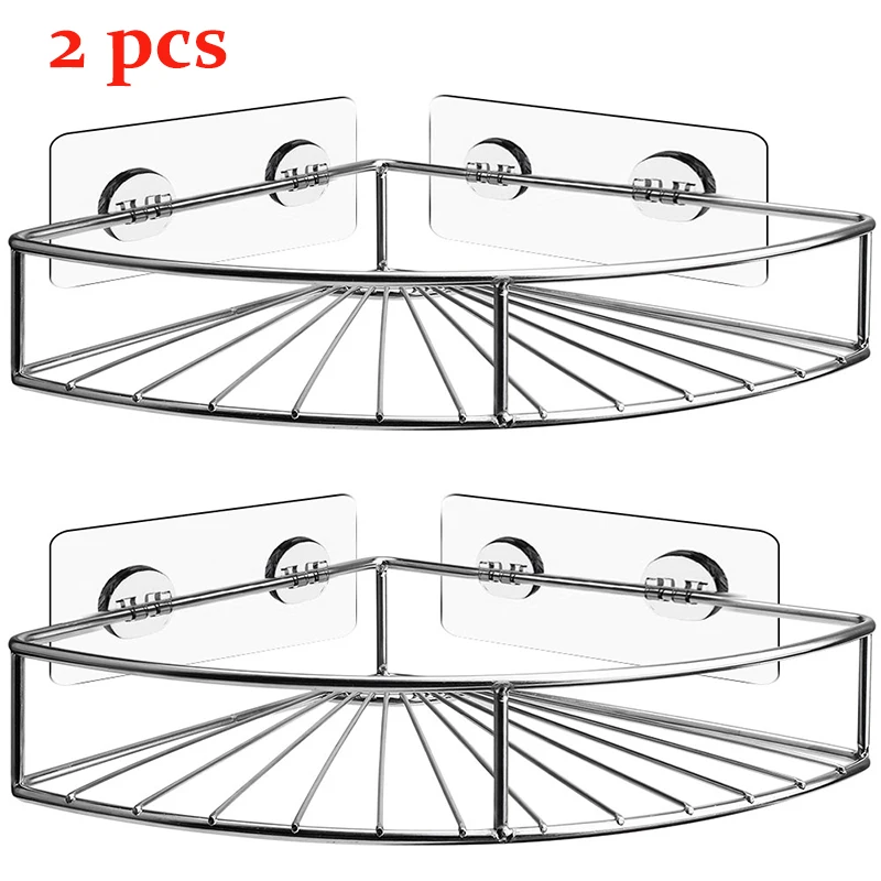 2 Pcs Bathroom Corner Shelf Stainless Steel Shower Shampoo Soap Cosmetic Shelves Kitchen Accessories Storage Organizer Rack Holder 2pc - Цвет: 2 Pcs