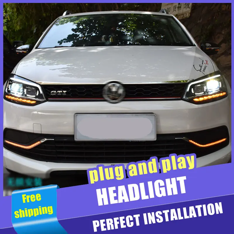2 шт. автомобиль Стиль светодиодный фары для VW Polo 2011-2017 головная лампа объектив