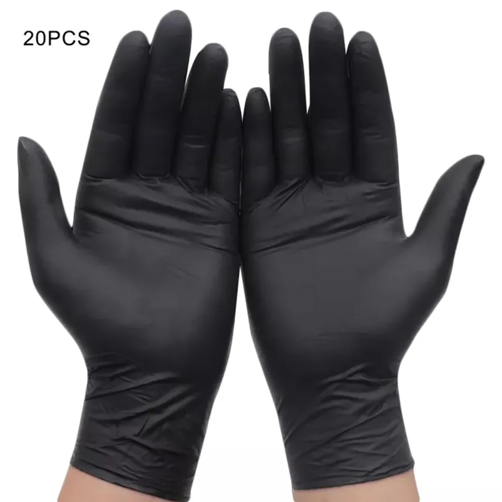 

20PC Nitrile Disposable Gloves Waterproof Food Grade Black Home Kitchen Laboratory Cleaning Gloves Cooking Car Repairing Gloves