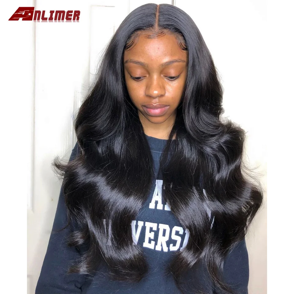 Anlimer свободные волнистые парики кружевные передние человеческие волосы