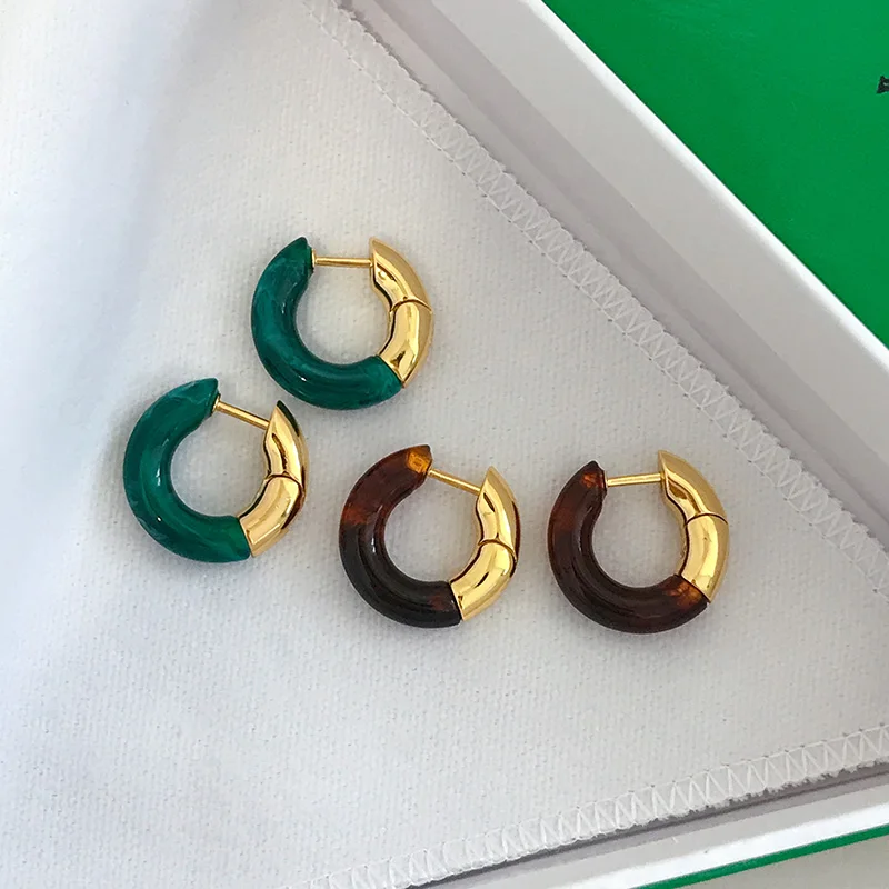 

AOMU 2021 New Korean Trendy Retro Colorful Transparent Resin Metal Simple Fashion Drop Earrings for Women Jewelry Gifts