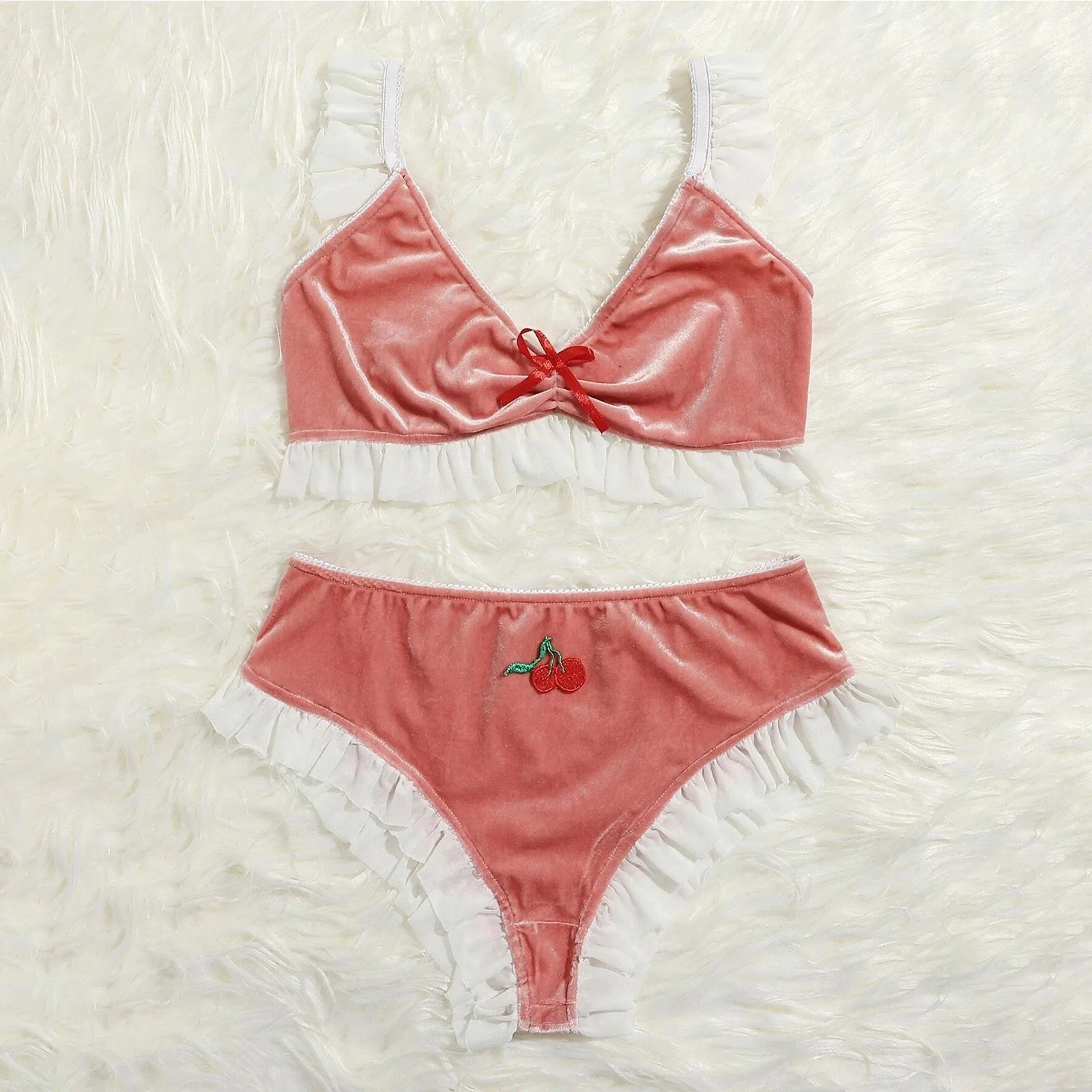 

Women Sexy Lingerie Erotic V-neck Lace Bra Panty Women's Underwear Set Velvet Lace Pajamas Set Babydoll Sleepwear Sexy Costumes