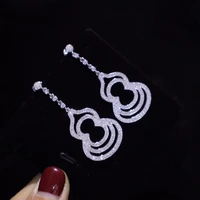 new creative gourd drop earrings hollow multilayer design full inlay zircon s925 fashion elegant jewelry for women wedding party