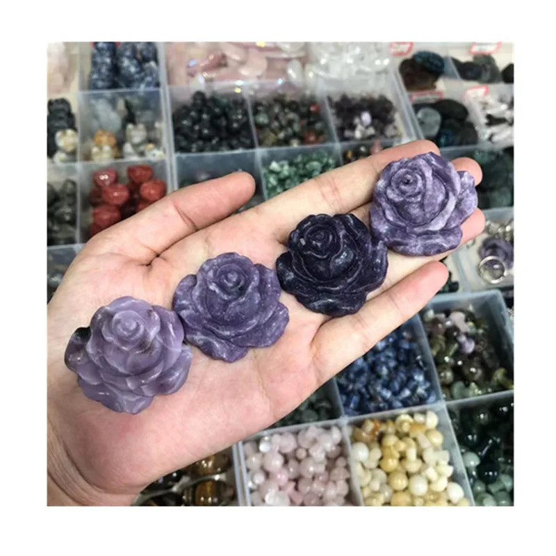 

Lepidolite Flower Natural Hand Carved Crystal Healing Stones For Sale