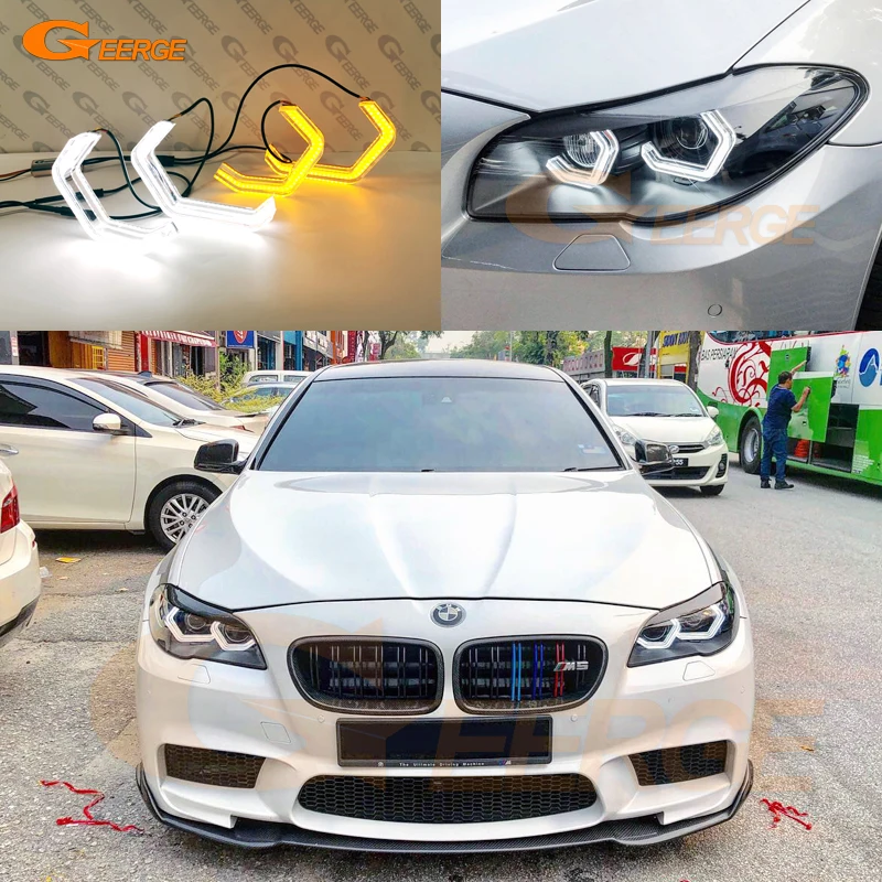 

For BMW F10 F11 F18 520i 523i 525d 528i 530d 530i 535d 535i M5 Super Bright led 3D Hexagon Angel Eyes halo rings Day light