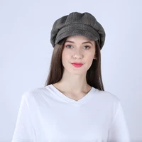 trendy casual british retro dome beret woman warm octagonal hat autumn and winter woolen military hat classic casual hat hot hat