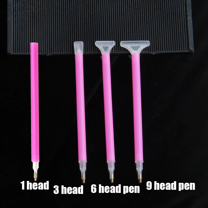 

Wholesale 50pcs 5D DIY Diamond Painting Kits Red Point Drill Pen 3/6/9 Head Accessory Mosaic Tool Embroidery Square Round Drill