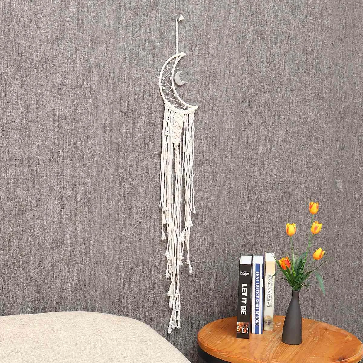 

Moon macrame wall hanging decor Bohemian mandala dreamcatcher Tapestry wall decor Cotton nordic tapestries home decor