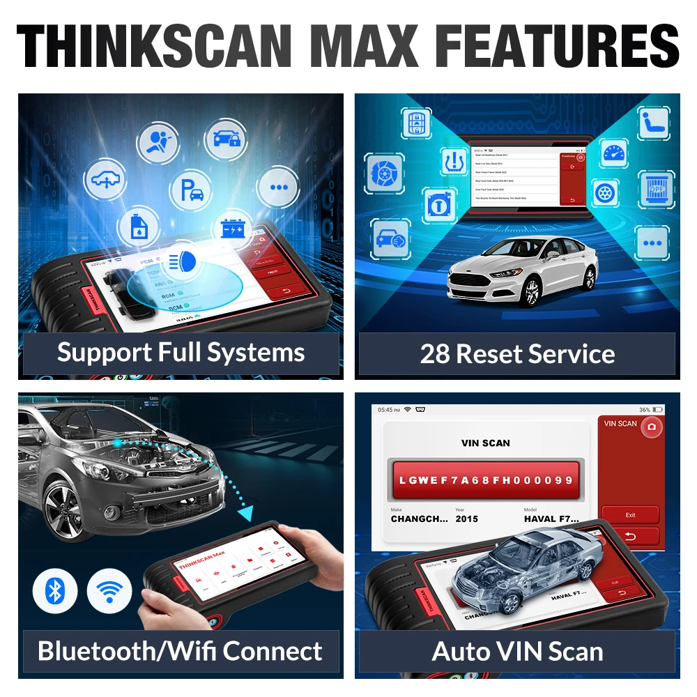Автосканер Thinkcar Thinkscan Max OBD2 диагностический инструмент для автомобиля считыватель кодов Ecu с функцией