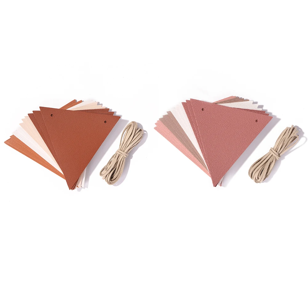 

12 Flags Leather Banners Bunting Garland Camping Tent Pennant Outdoor Decoration Props Triangle Hanging Flag