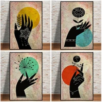 abstract handplants and flowers wall art home decoration shadow under the sun poster and prints modern art canvas painting