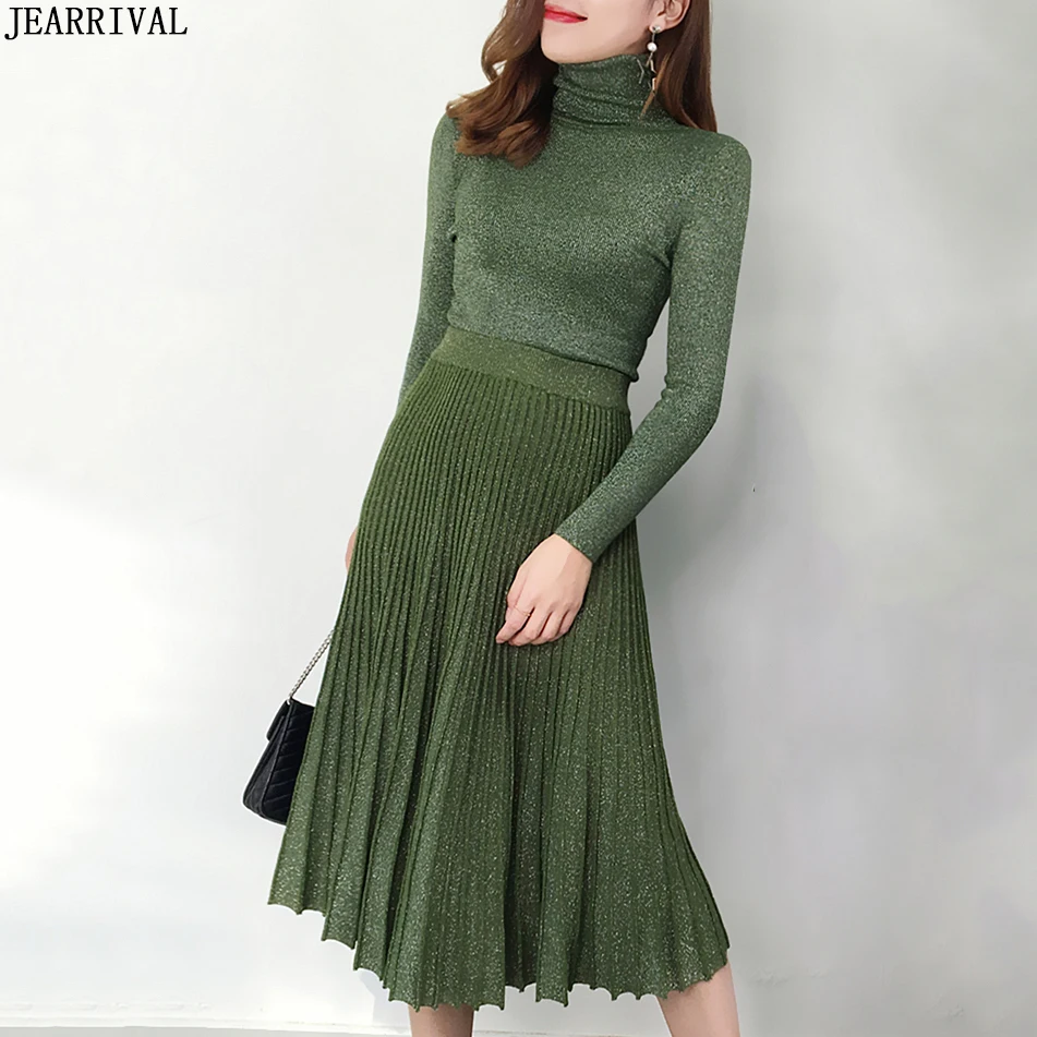 Осень-зима блестки вязаный комплект из двух предметов Для женщин с длинными