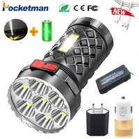 new style 4led flashlight mini portable lamp with built in 18650 battery multi function rechargeable waterproof led flashlight