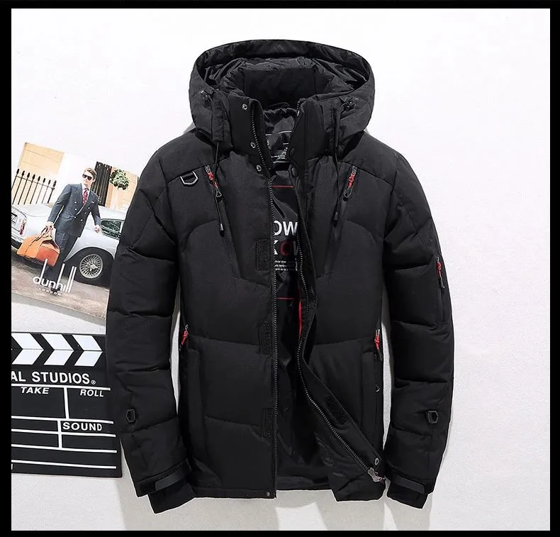 

Men's White Cotton Jacket Warm Hooded Thick Puffer Jacket Coat Male Casual High Quality Overcoat Thermal Winter Parka Men
