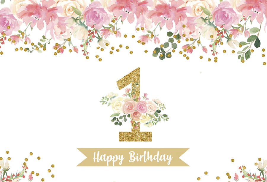 

1st Photo Backdrop Newborn Baby Happy Birthday Party Flower Balloon Decoration Boys Girls Photography Backgrounds Banner