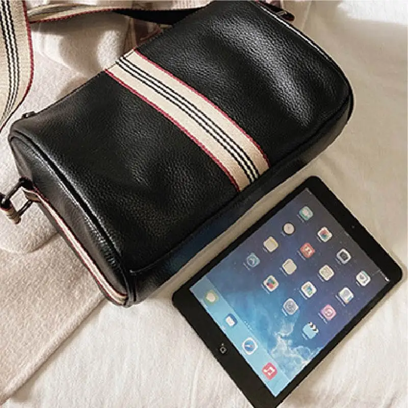 

Vintage Genuine Leather Crossbody Bag Female Luxury Designers Striped Shoulder Bag Lady High Quality Handbag Girl Fashion Purses