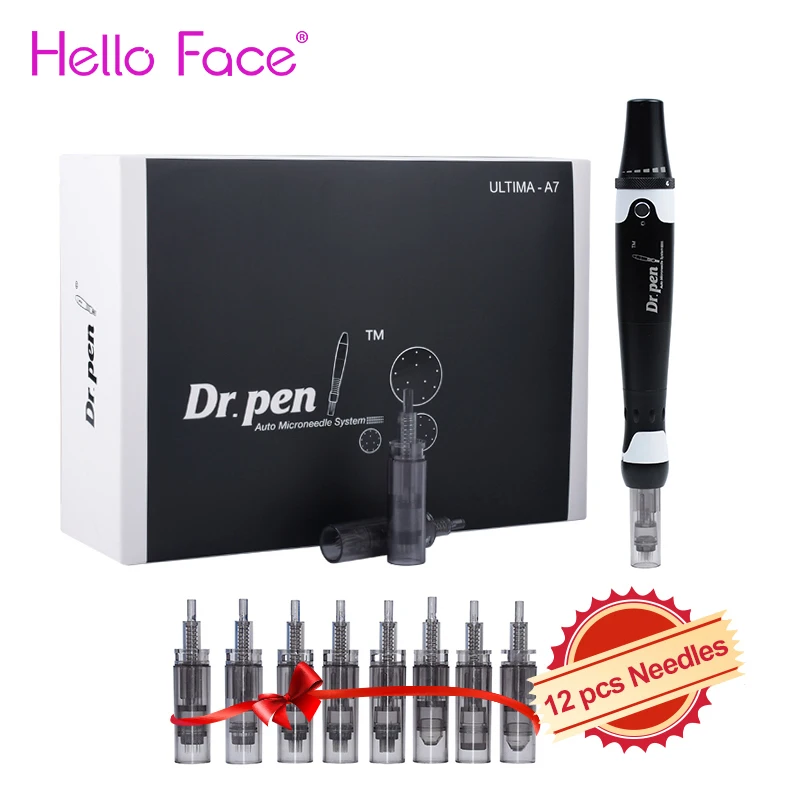 Professional Electric Dr. Pen Ultima A7 With 12 pcs Needle Cartridge Microneedle Pen Skin Care Tool Kit Beauty Machine For Lover
