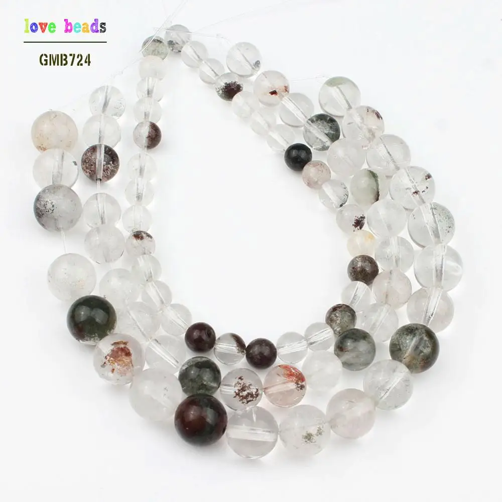 С натуральным драгоценным камнем бисер зеленый призрак кварцевые круглые бусины