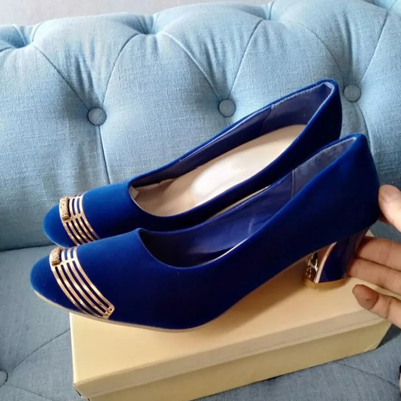 

Plus Size 46 47 Real Photos New 2020 Women Pumps Stiletto High Heel Party Shoes Kitten BLUE Colors C-731