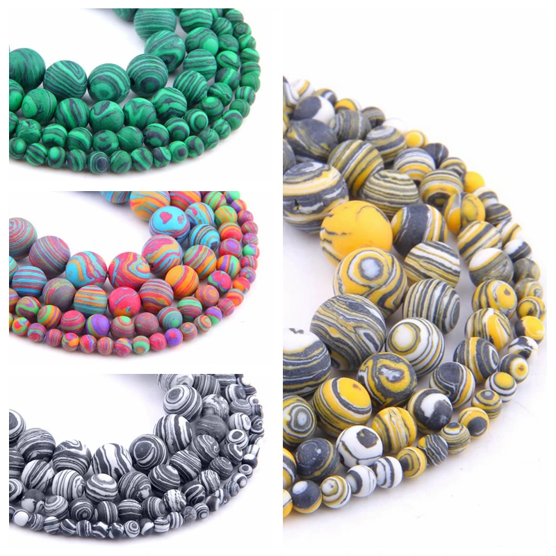 

Natural Matte Color Malachite beads green pink yellow black Malachite stone bead natural loose stripe stone beads jewelry making