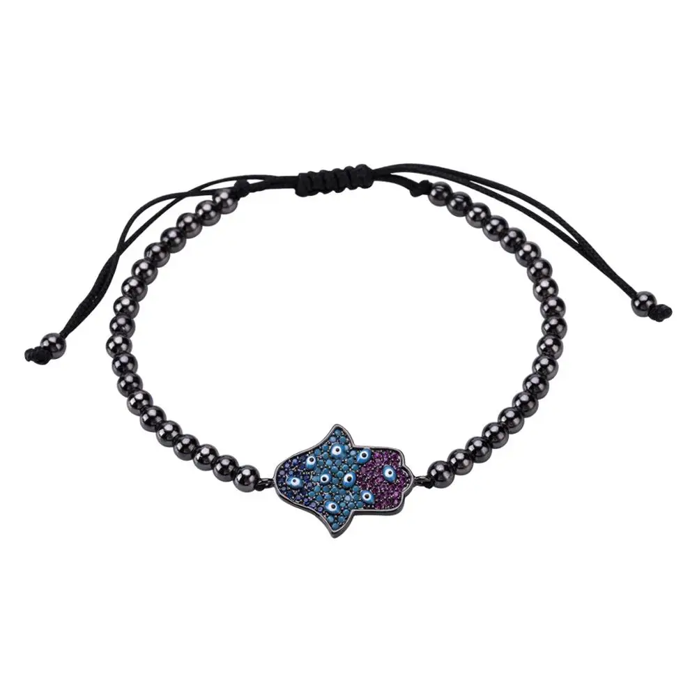 Золотистый браслет сглаза для женщин 2019 CZ Радуга Турецкая черная медь