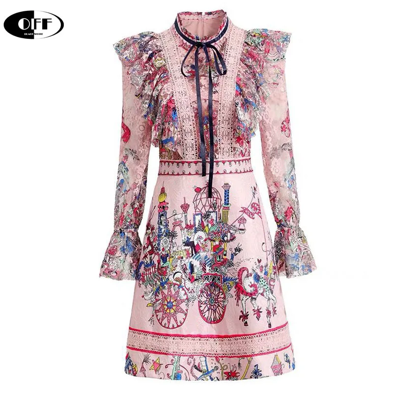 Женское модельное платье с бантом и длинным рукавом элегантное лоскутное