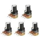 5 шт.лот WH148 1K 10K 20K 50K 100K 500K Ом 15 мм 3-контактный линейный конический роторный потенциометр резистор для Arduino с белой крышкой AG2