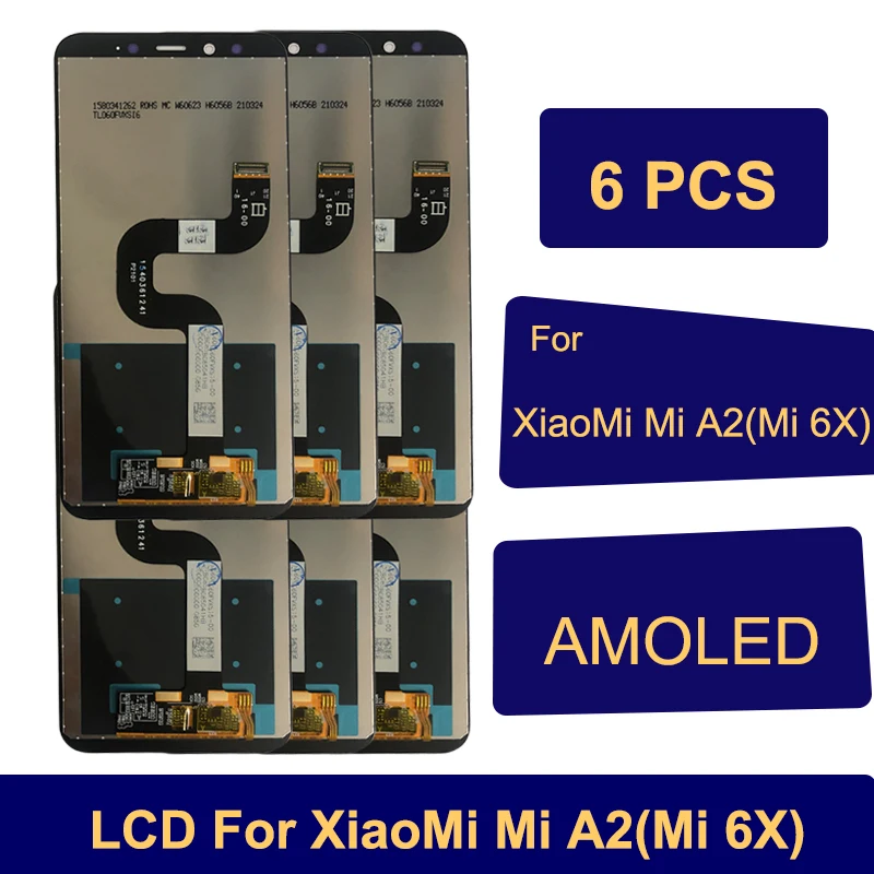 

Wholesale 6 pcs For XiaoMi Mi A2 DIsplay MIA2 LCD Display Screen Digiziter Replacement Parts For XiaoMi MI 6X LCD