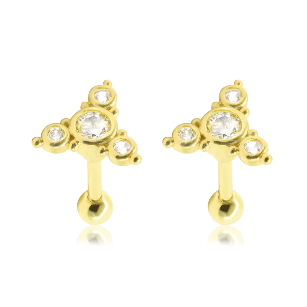 

1Pair 16G Stainless Steel Tragus Piercing Ear Cartilage Piercing Brincos Conch Daith Helix Stud Women's Punk Earrings