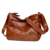 women vintage leather crossbody bag 2021 female large capacity simple solid color shoulder messenger bag fashion pillow bag