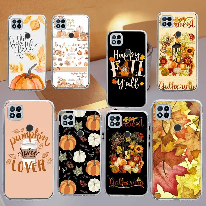 

Pumpkin happy autumn leaves Phone Case Transparent for Xiaomi redmi note 8 9 10 11 t lite pro ultra mix 4 k40