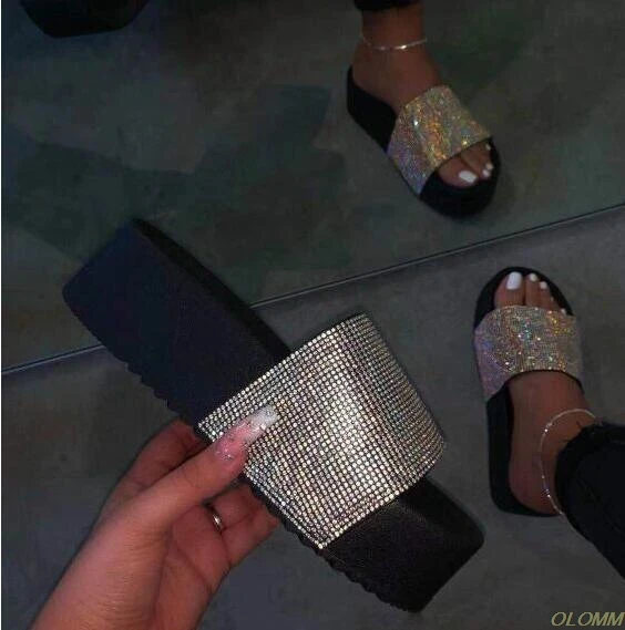 

Spring/summer/women waterproof platform thick bottom rhinestone slippers candy-colored beach sandals outdoor wild fashion ladies