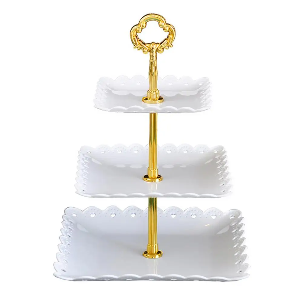 

Display Stand Cake Plate Three-Layer Dessert Used For Tea Parties Weddings Christmas Thanksgiving Eco-friendly Non-