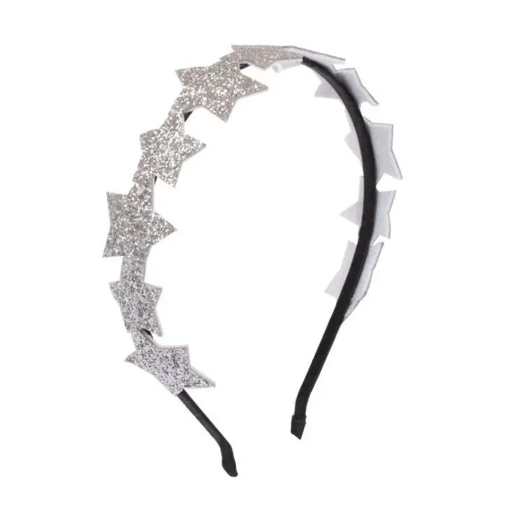 Повязка на голову детская эластичная с блестками и звездами|Аксессуары для волос