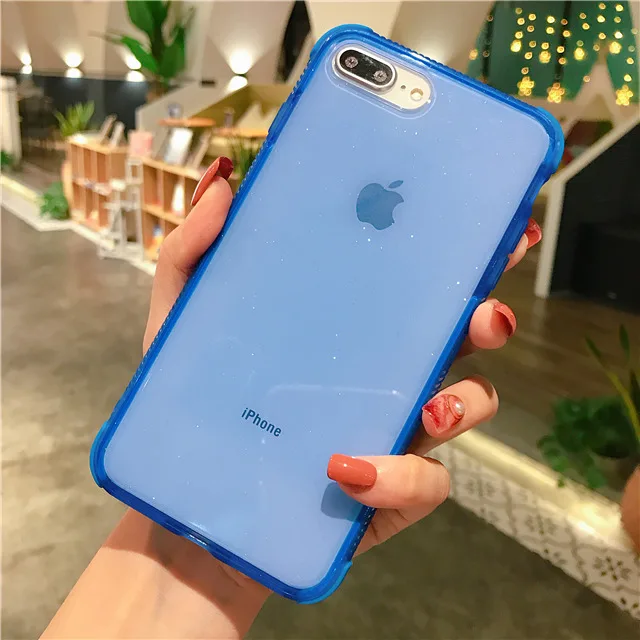 NFH Блестящий прозрачный силиконовый чехол для iPhone 11 Pro Max 6 6S 7 8 Plus, мягкий ударопрочный чехол-бампер на 11 XS Max XR - Цвет: Синий