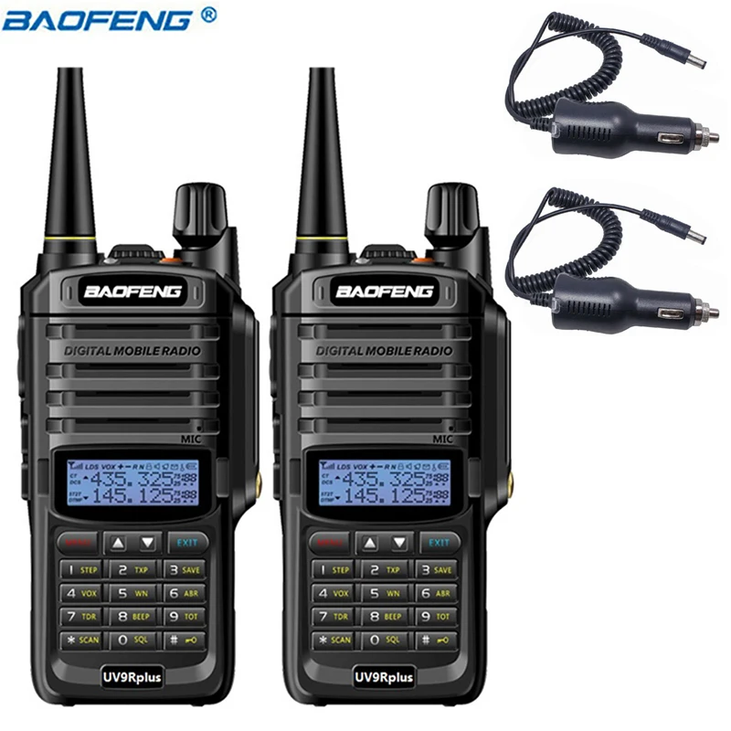 2 шт. baofeng UV-9R plus Водонепроницаемая портативная рация Высокая мощность двухстороннее радио VHF UHF портативная рация uv9R plus - Цвет: add car charger