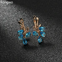trendy flower petal shape zircon crystal stud earrings metal quality fashion jewelry accessories earrings for woman girl gifts