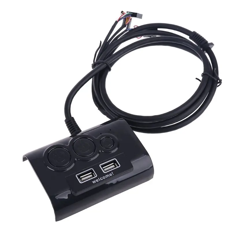 

Desktop Computer Switch PC Case Power Supply on/off Reset Button Double USB Microphone Port