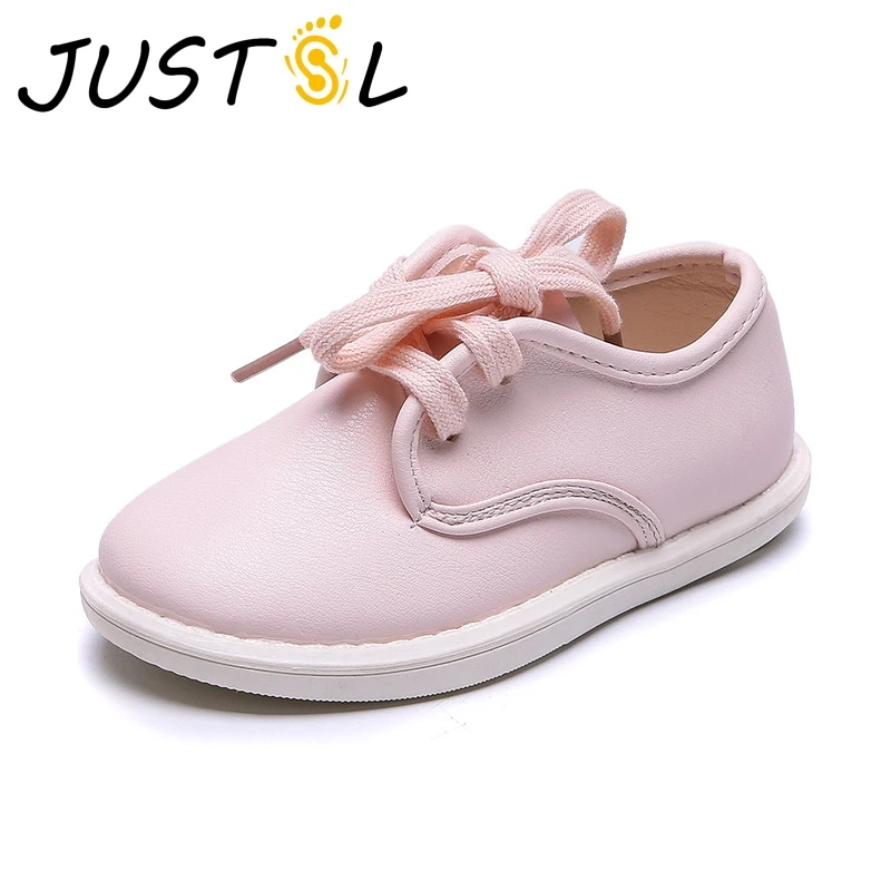 JUSTSL для мальчиков и девочек Туфли на плоской подошве 2019 новые осенние черные