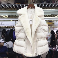2020 winter new korean zipper vest female fashion lamb hair patchwork waist cotton jacket women