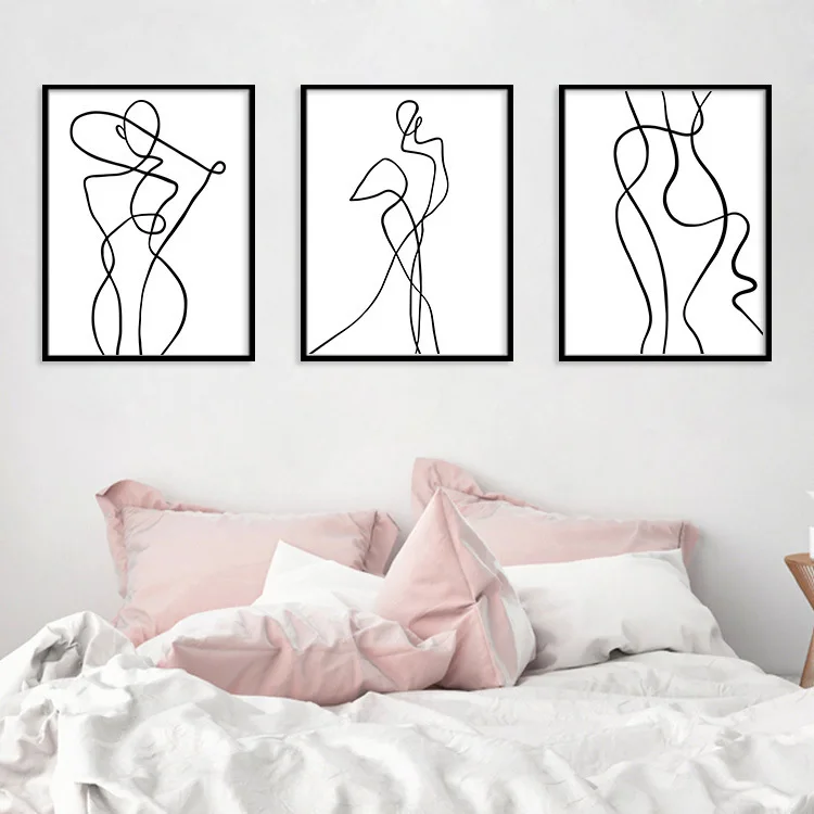

Canvas painting abstract wall art pictures line character combination decorative living room sofa background creative posters