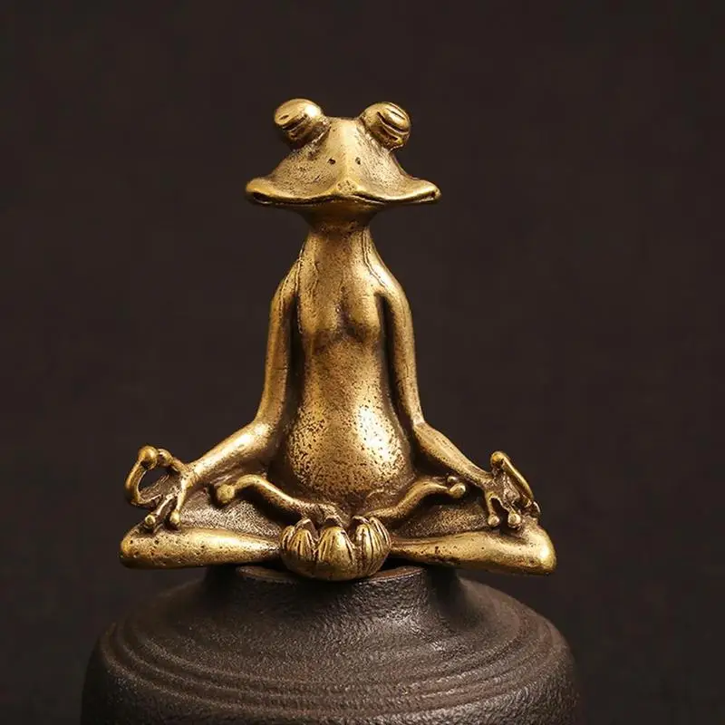 

Brass Meditate Zen Buddhism Frog Statue Small Retro Animal Decoration Ornament Incense Desk Copper Home Burner Sculpture U3S8