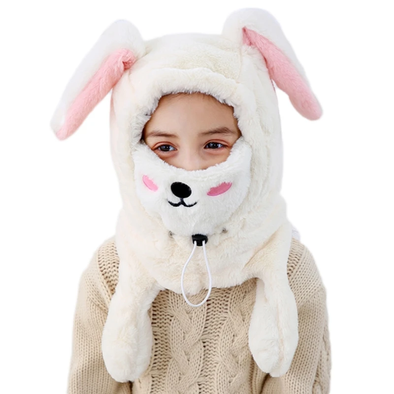

Kids Warm Plush Balaclava Hat Ski Face Mask Neck Warmer Rabbit Ears Earflap Cap