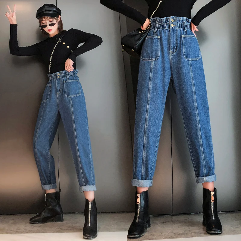 Женское свободное платье большого размера jin xia|Джинсы МОМ| |